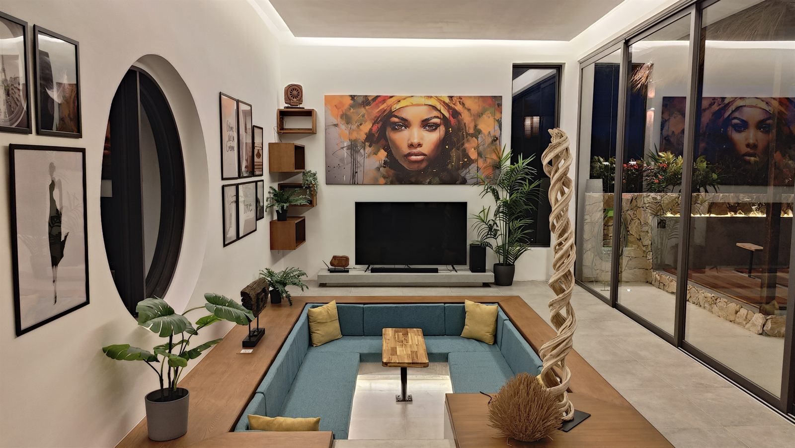 Villa Kiran — kitchen and living