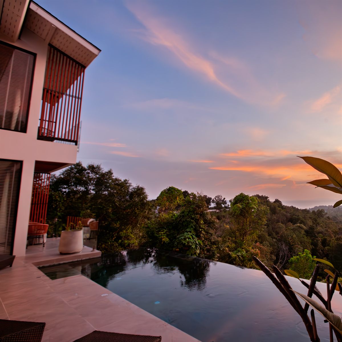 Villa Nour — balcony at sunset