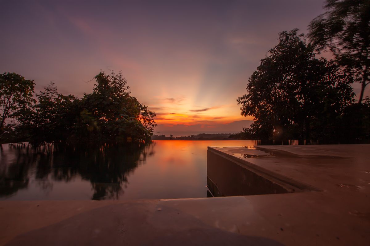 Villa Nour — sunset over the pool